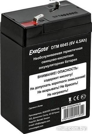 Аккумулятор для ИБП ExeGate DTM 6045 (6В, 4.5 А·ч)