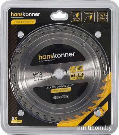 Пильный диск Hanskonner H9022-190-20/16-36