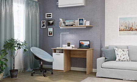 Стол Памир ПКС-12 (дуб сонома/белый глянец)