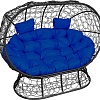 Садовый диван M-Group Лежебока 11190410 (на подставке с черным ротангом/синяя подушка)