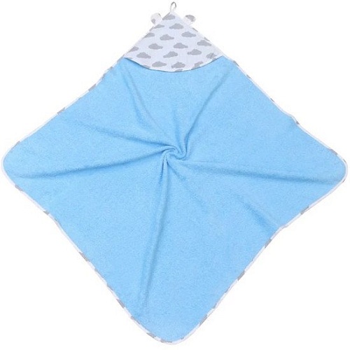 Полотенце с капюшоном Amarobaby Cute Love Облака AMARO-54CL-OG (серый/голубой)