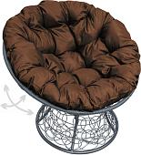 Кресло M-Group Папасан пружинка 12050305 (серый ротанг/коричневая подушка)