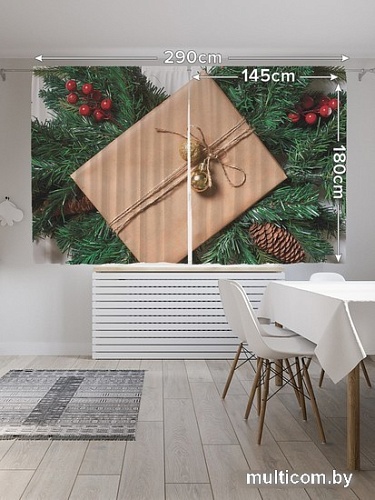 Комплект штор JoyArty Новогодний подарок Oxford DeLux 1.45x1.8 м pox_380851 (2 шт)