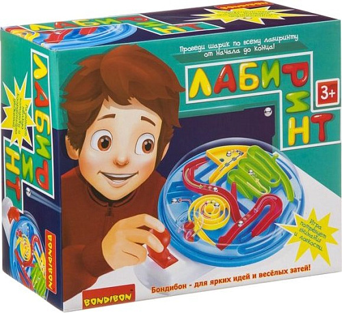 Настольная игра Bondibon Лабиринт с джойстиком круглый голубой ВВ3819