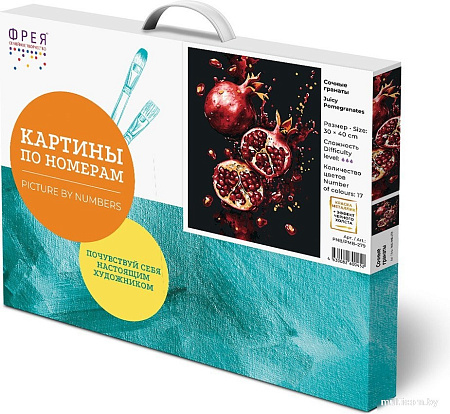 Картина по номерам ФРЕЯ Сочные гранаты. Эффект черного холста PNB/PMB-279