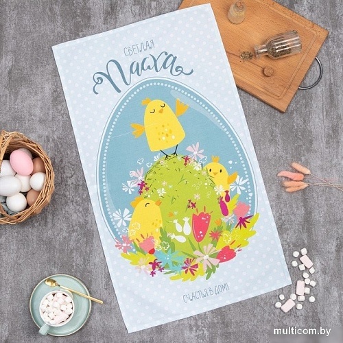 Полотенце Этель Пасха 7599089 (голубой/желтый/зеленый)