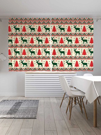 Штора JoyArty Новогодний орнамент p_50935 _145x180