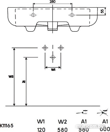 Умывальник Kolo Ego K11165000