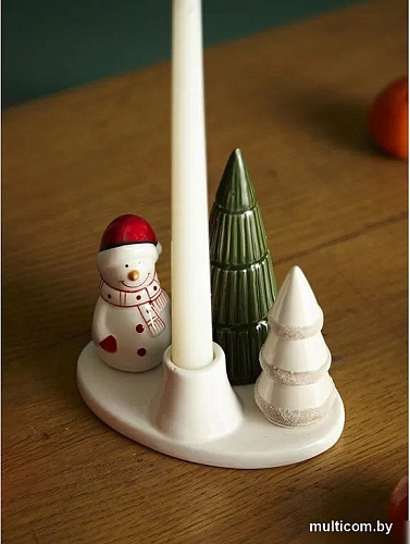 Подсвечник Tkano New Year Essential Enchanted forest TK24-NY_CNH0003 (белый/зеленый)