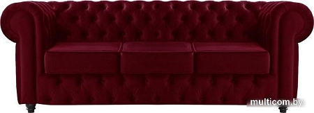 Диван Brioli Честерфилд трехместный (микровелюр, В48 вишневый)