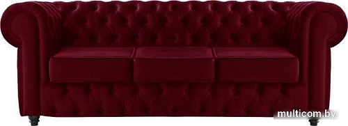 Диван Brioli Честерфилд трехместный (микровелюр, В48 вишневый)
