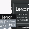 Карта памяти Lexar microSDXC LMS1066064G-BNANG 64GB (с адаптером)