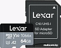 Карта памяти Lexar microSDXC LMS1066064G-BNANG 64GB (с адаптером)
