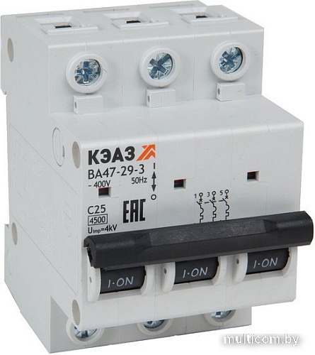 Выключатель автоматический КЭАЗ ВА47-29-3C2-УХЛ3 (4.5кА) 318290