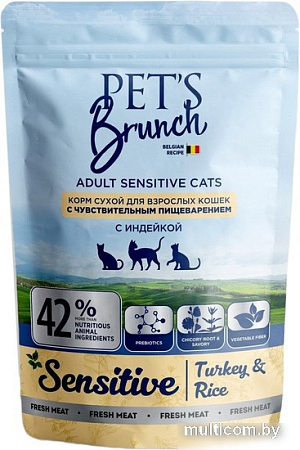 Сухой корм для кошек Pet's Brunch Sensitive с индейкой 400 г
