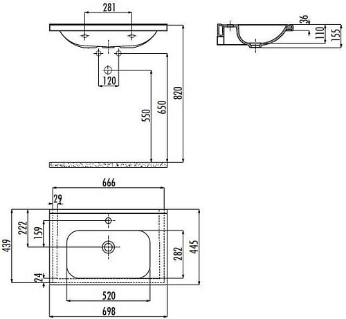 Умывальник Creavit Ideal 69.8 ID070-00CB00E-0000