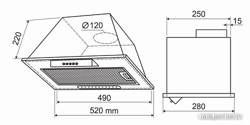 Кухонная вытяжка Holt HT-RH-010 50 (серебро)