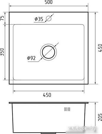 Кухонная мойка GranFest Metal нержавеющая сталь AISI 304 PVD GF-5045 Графит (с сифоном)