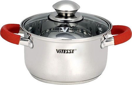 Набор кастрюль Vitesse VS-9017 (красные ручки)