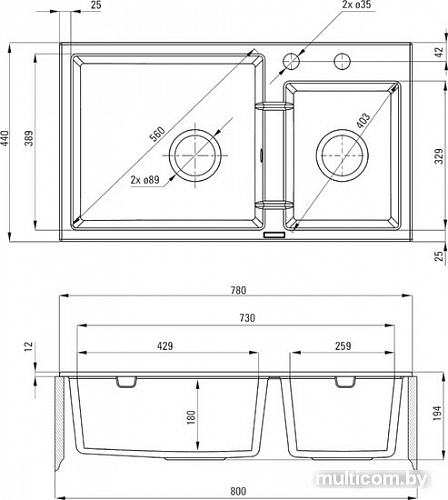 Кухонная мойка Deante Piva ZQI 2203 (графитовый)