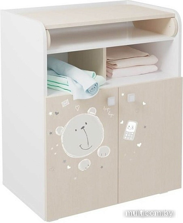 Детский комод Polini Kids French 1270, Teddy (белый/дуб пастельный)