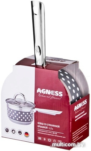 Кастрюля с длинной ручкой Agness Горошек 937-715