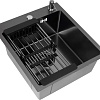 Кухонная мойка Basic CL DS Decor 45x50 (черный, коландер, дозатор)