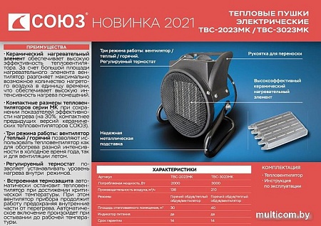Тепловентилятор СОЮЗ ТВС-2023МК