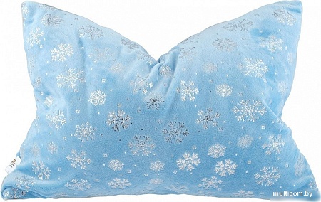Декоративная подушка Домашняя Мода Новогодний принт (50х35, голубой)