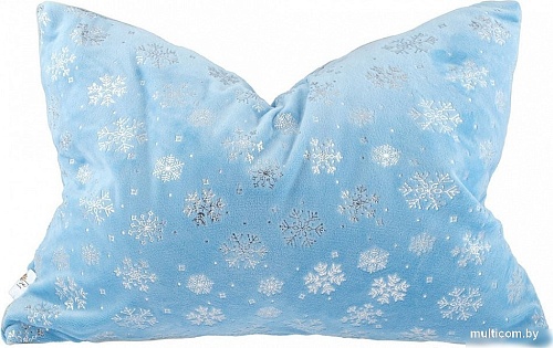 Декоративная подушка Домашняя Мода Новогодний принт (50х35, голубой)