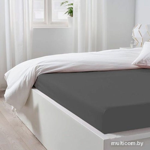 Постельное белье Luxsonia Трикотаж на резинке 180x200 Мр0010-25 (графит)