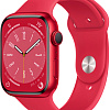 Умные часы Apple Watch Series 8 45 мм (алюминиевый корпус, красный/красный, спортивный силиконовый ремешок)