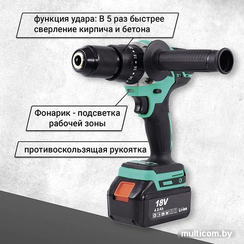 Ударная дрель-шуруповерт Zitrek Green Impact 18V 063-4045 (с 2-мя АКБ, кейс)