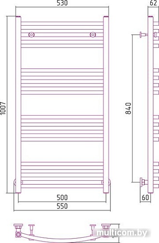 Полотенцесушитель Сунержа Аркус 1000x500 00-0251-1050
