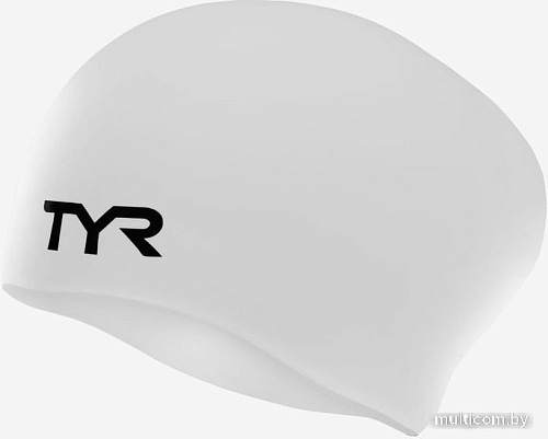 Шапочка для плавания TYR Long Hair Wrinkle-Free Silicone Cap LCSL/100 (белый)