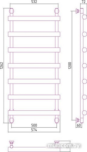 Полотенцесушитель Сунержа Атлант 1200x500 00-0226-1250