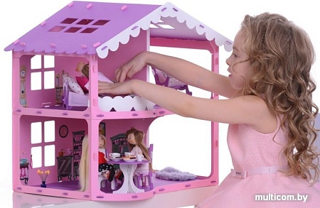 Krasatoys Загородный дом Анжелика с мебелью 000255 (розовый/сиреневый)