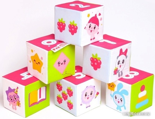 Кубики Мякиши Учим формы, цвет и счет Малышарики (6 шт)