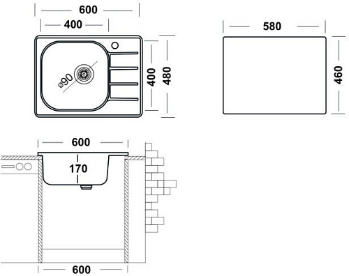 Кухонная мойка Ukinox Гранд GRM600.480 GT6K 1R