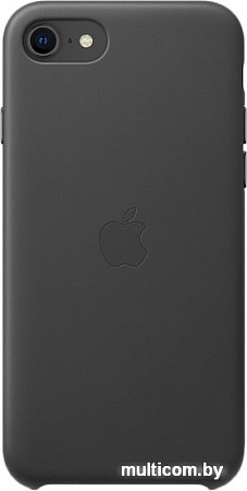 Чехол Apple Leather Case для iPhone SE 2020 (черный)