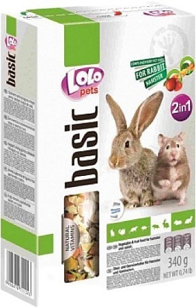 Корм для грызунов Lolo Pets для хомяка и кролика LO-71124 2 в 1 350 г
