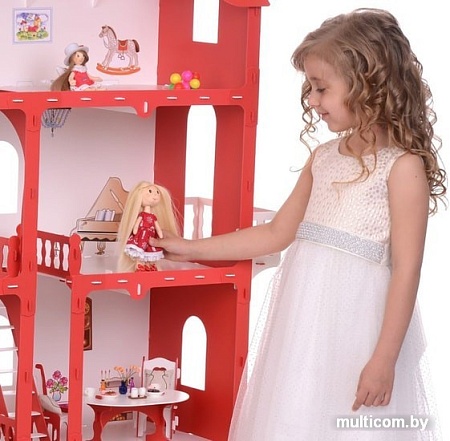 Krasatoys Коттедж Александра с мебелью 000252 (белый/красный)