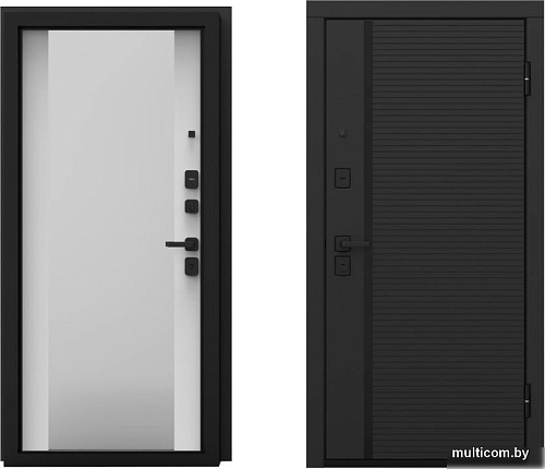 Металлическая дверь Guard Line зеркало графит/шагрень белая (86x205, правая)