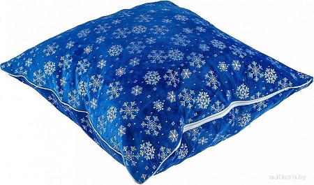 Декоративная подушка Домашняя Мода Новогодний принт (50х50, синий)