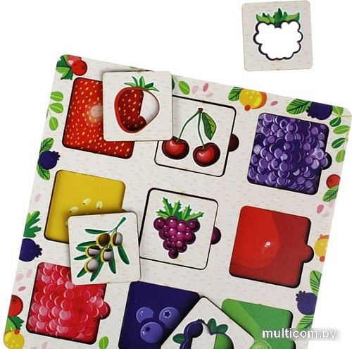 Развивающая игра WoodLand Toys Вкладыш Фрукты, овощи и ягоды 155102