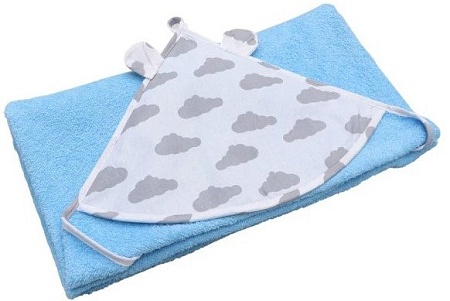 Полотенце с капюшоном Amarobaby Cute Love Облака AMARO-54CL-OG (серый/голубой)