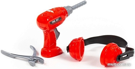 Набор инструментов игрушечных Полесье №21 91093 (шуруповерт, наушники, плоскогубцы)