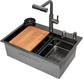 Кухонная мойка ARFEKA ECO AR 680*460 T Black PVD Nano