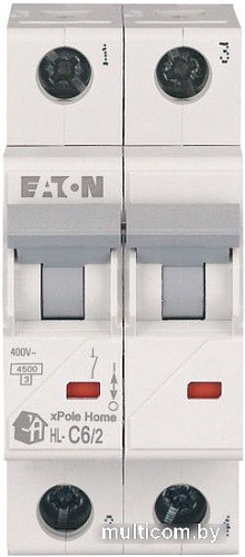 Выключатель автоматический Eaton HL-C62 2P 6A C 4.5кA 2M 194768