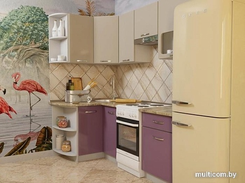 Угловая кухня ВерсоМебель Эко-5 1.2x2.1 правая (северное дерево светлое/сев дерево темное)